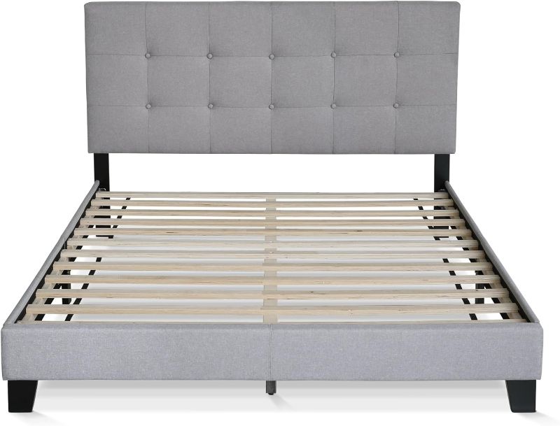 Photo 1 of 
Furinno Laval Button Tufted Upholstered Platform Bed Frame, Queen, Glacier