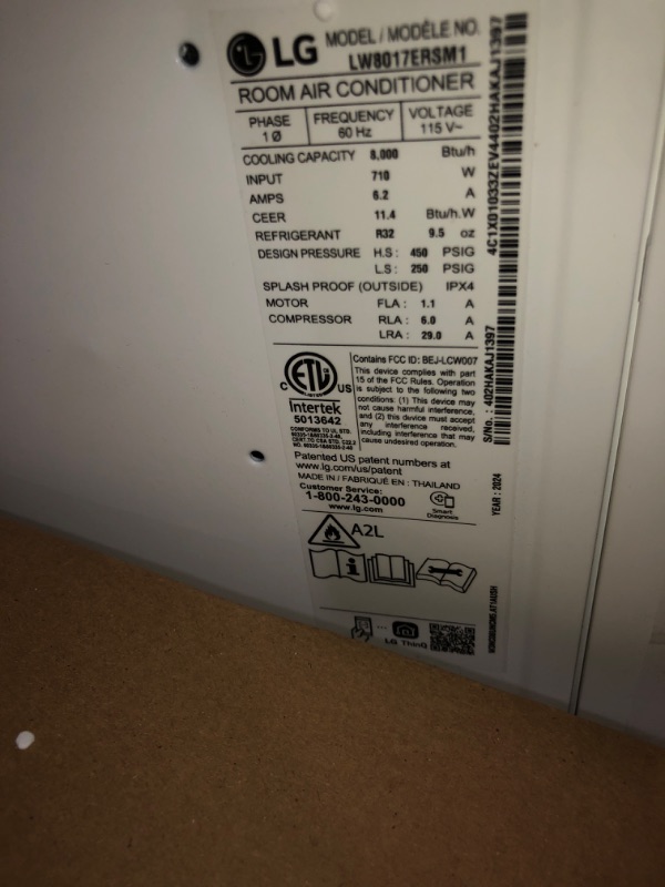 Photo 5 of ***USED - COVERED IN DENTS - UNABLE TO TEST - LIKELY MISSING PARTS***
LG 8,000 BTU Smart Window Air Conditioner, 115V, AC Window Unit for Rooms up to 350 Sq. Ft., Perfect for Bedroom or Office, Smartphone and Voice Control, Works with LG ThinQ, Amazon Ale