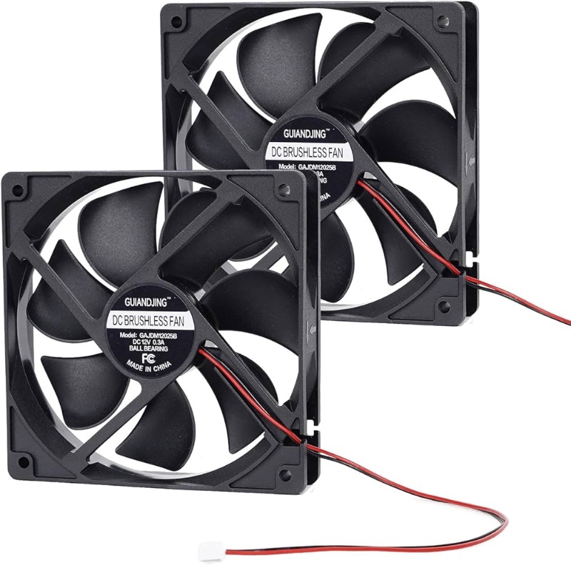 Photo 1 of 12025 Cooling Fan 120x120x25mm DC 12V Exhaust Fan 2Pcs Dual Ball Bearings Brushless 2Pin XH2.54 2700RPM