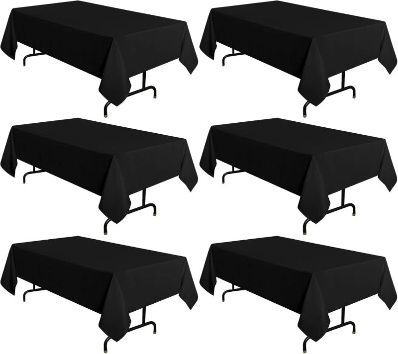 Photo 1 of **READ NOTES**
6 Pack Black Tablecloth, Rectangle Table Cloth for 6 Feet Table - Stain and Wrinkle Resistant Washable Polyester Table Cover for Dining Table, Buffet Parties and Camping
