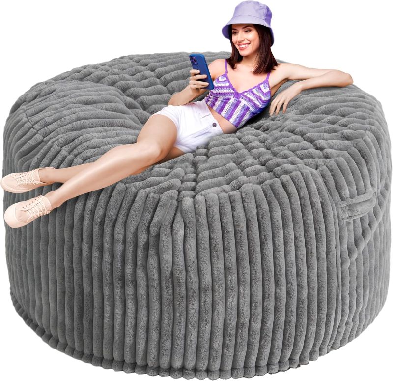 Photo 1 of **READ NOTES**
Homguava Bean Bag Chair: Oversized Bean Bags with Memory Foam Filled, Large Beanbag Chairs Soft Sofa with Dutch Corded Plush Cover, Grey
