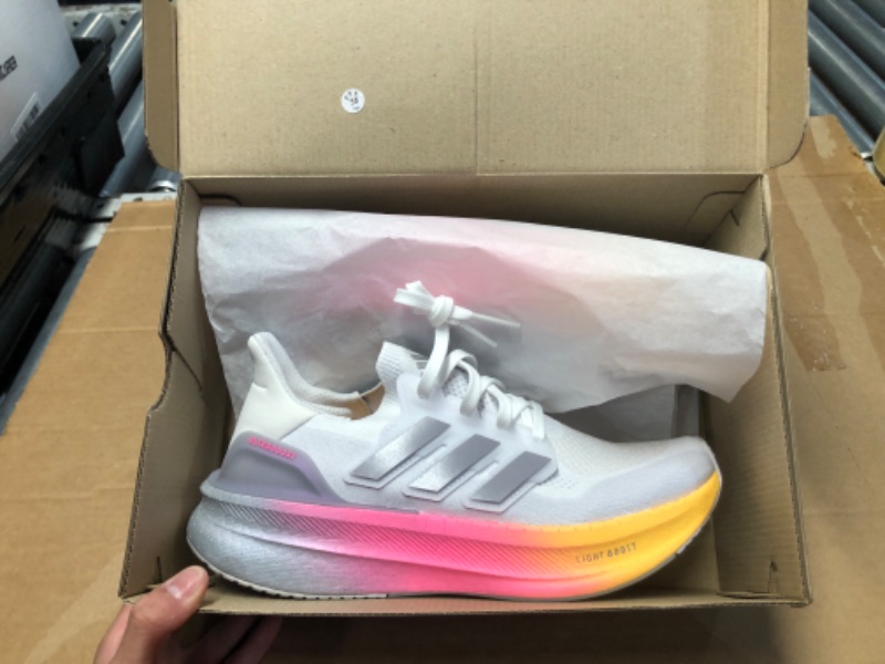 Photo 2 of **USED** READ NOTES**
adidas Women's Ultraboost 5 Running Sneaker, White/Glory Grey/Lucid Pink, 7.5