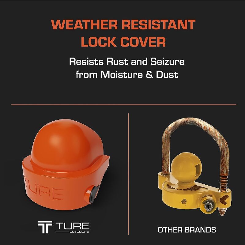 Photo 4 of (READ FULL POST) TURE Heavy Duty 2” Trailer Coupler Lock | Tamper Resistant | Hi-Visibility Orange Color (Fits on Select 1-7/8 inch or 2 inch Ball Couplers Only)