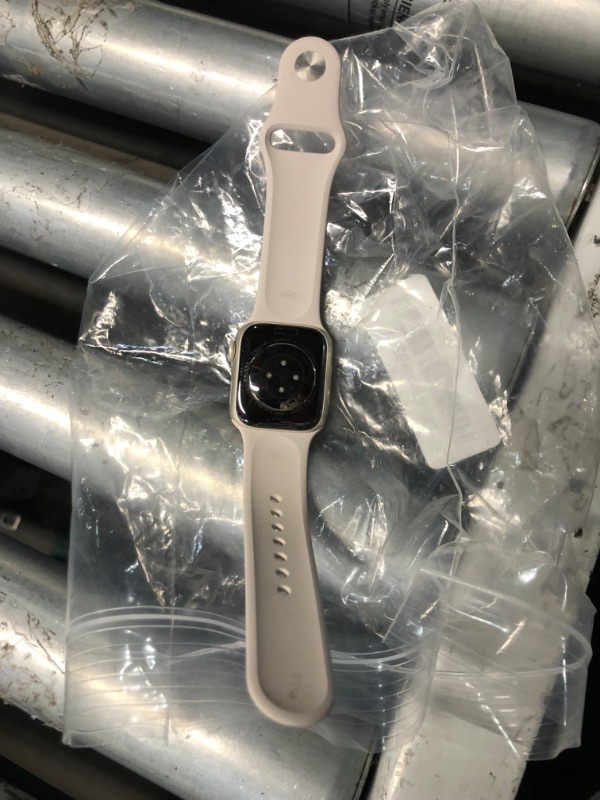 Photo 3 of (MISSING CHARGER) 
Apple Watch Series 9 [GPS 41mm] Smartwatch with Starlight Aluminum Case with Starlight Sport Band S/M. Fitness Tracker