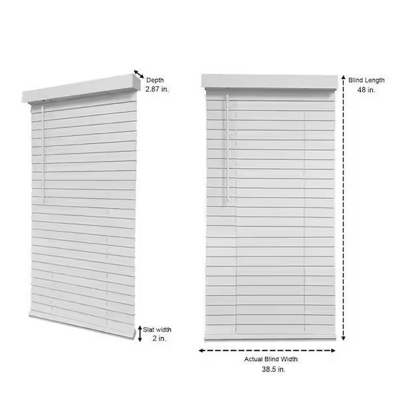 Photo 3 of (READ FULL POST) White Cordless Faux Wood Blinds for Windows with 2 in. Slats - 39 in. W x 48 in. L (Actual Size 38.5 in. W x 48 in. L)
