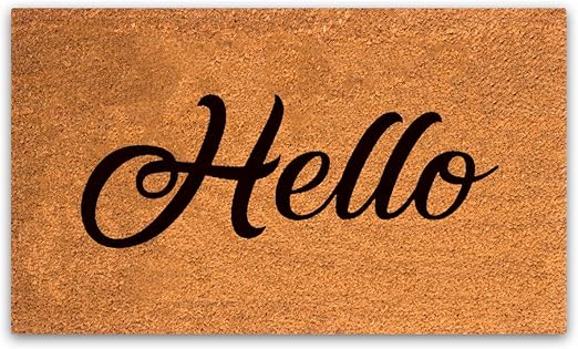 Photo 1 of ***STOCK PHOTO REFERENCE ONLY***PLUS Haven Coco Coir Door Mat with Heavy Duty Backing, Natural Welcome Hello Doormat, 17.5”x 30” for Entrance, Front Porch, Easy to Clean Entry Mat, Outdoor and Indoor Uses