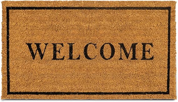 Photo 1 of ***STOCK PHOTO REFERENCE ONLY***PLUS Haven Coco Coir Door Mat with Heavy Duty Backing, Welcome Doormat, 17.5" x 30" Size, Easy to Clean Entry Mat, Beautiful Color and Sizing for Outdoor and Indoor uses, Home Décor