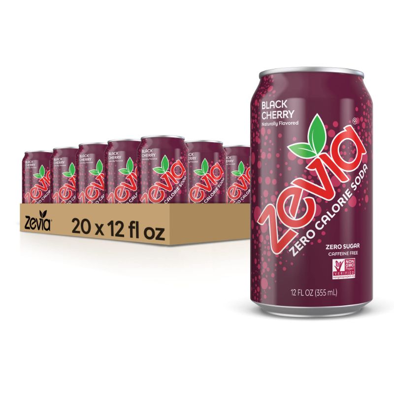 Photo 1 of ***(EXP: 12/21/24)NONREFUNDABLE***Zevia Zero Calorie Soda, Black Cherry, 12 Ounce PACK OF 20 CANS