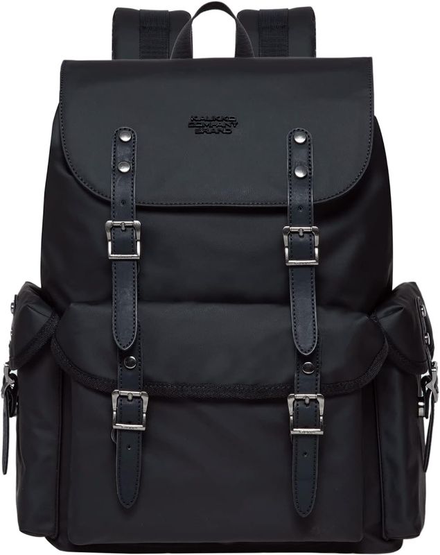 Photo 1 of ***STOCK PHOTO REFERENCE ONLY*** KAUKKO Vintage Casual polyster and Leather Rucksack Backpack(03-LEATHER BLACK)

