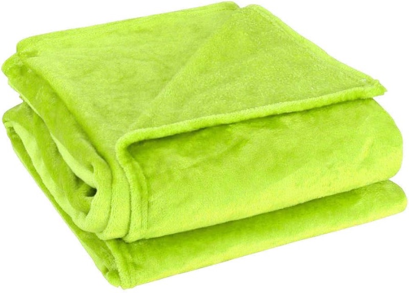 Photo 1 of  Fleece Blanket Full Size - Soft Lightweight Plush Microfiber Bed Blanket for Sofa or Couch, Machine Washable Blankets Fleeces, Yellow Green 