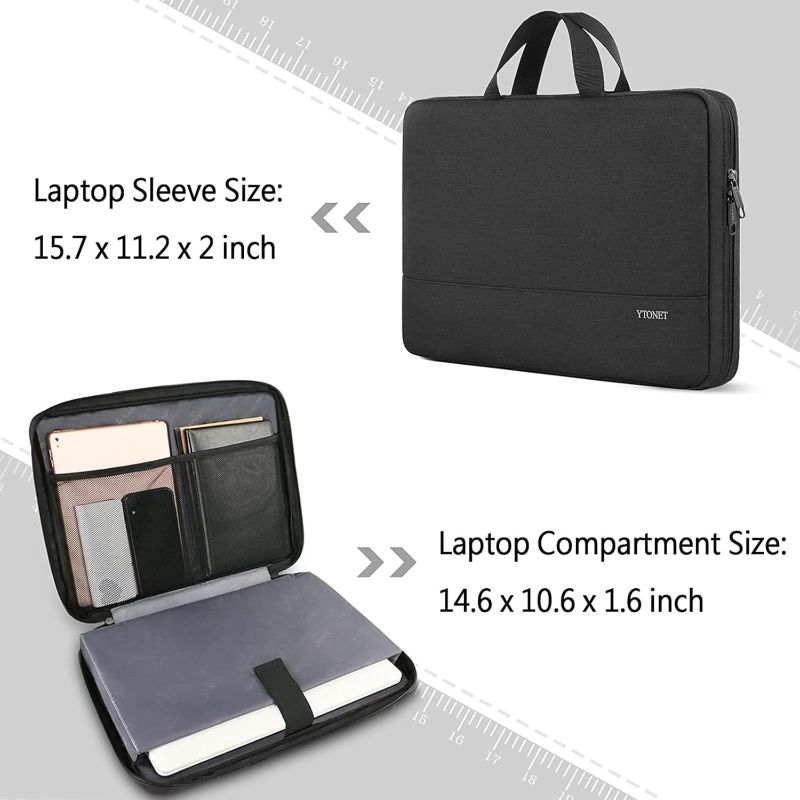 Photo 4 of (READ FULL POST) Ytonet Laptop Case 15.6 Inch, Water Resistant Laptop Bag Sleeve for Men Women Slim Laptop Cover TSA Computer Case Laptop Carrying Bag with Handle, Compatible with Lenovo HP Dell Apple Notebooks Black
