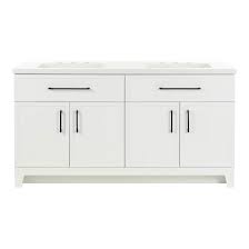 Photo 1 of **COUNTERTOP DAMAGED - CABINET OKAY**
Style Selections Potter White Double Sink Bathroom Vanity 60.5x33.26x19