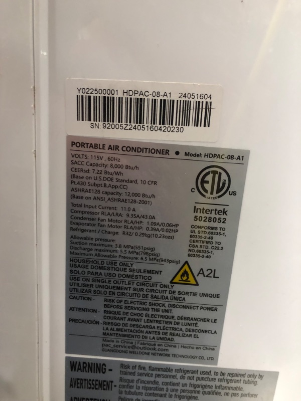 Photo 3 of ***USED - DAMAGED - SEE COMMENTS***
12,000 BTU Portable Air Conditioner Cools Up to 500 Sq.Ft, 3-IN-1 Energy Efficient Portable AC Unit