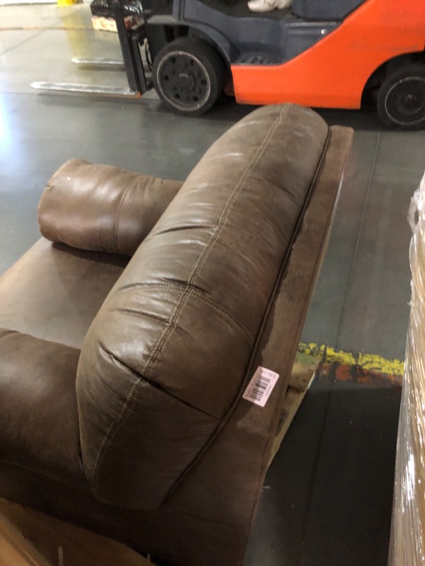 Photo 3 of ***TRUCK/TRAILER PICKUP ONLY*** (HOLES __ FAIR) 
Signature Design by Ashley Bladen Faux Leather Plush Oversized Chair, Brown
