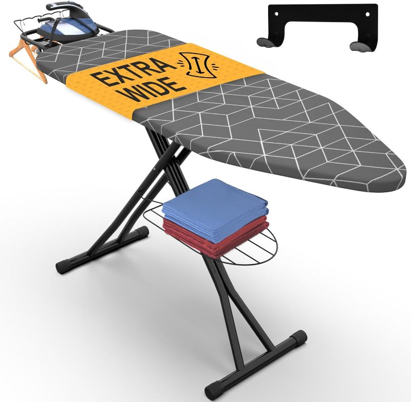 Photo 1 of *****STOCK IMAGE FOR SAMPLE*****
Xabitat Full Size Ironing Board 57" X 18" W/Wall Mount Hanger | Full Metal Construction Iron Board| Built in Iron Caddy | Heat & Scorch Resistant Fabric | Cord Holder | Anti-Skid Feet | Heavy Duty
