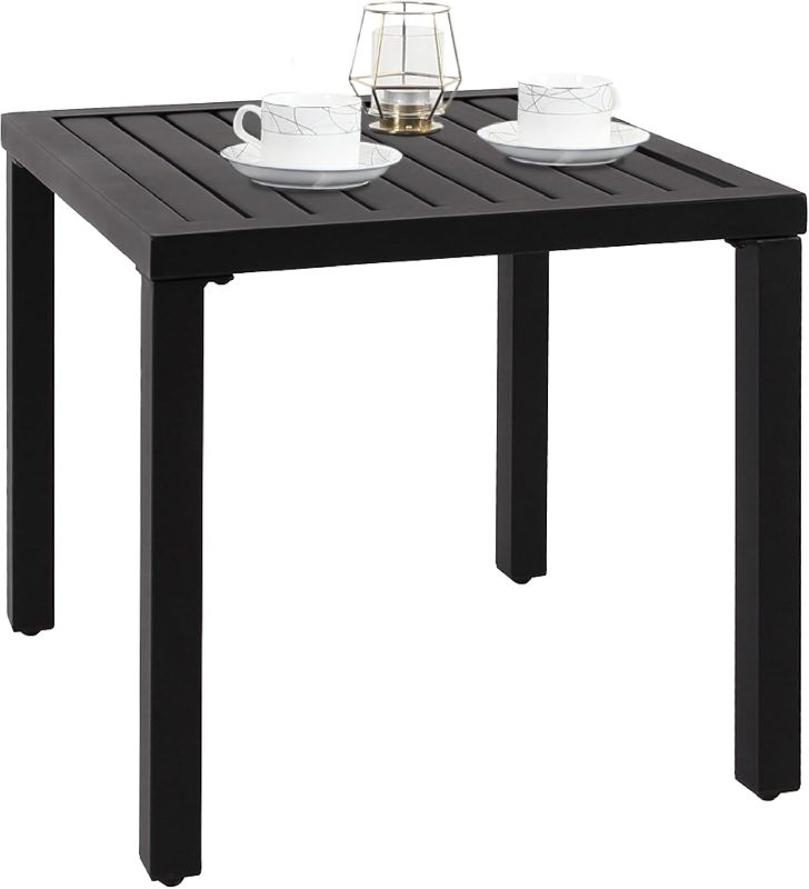 Photo 1 of (READ FULL POST) PHI VILLA Indoor Outdoor Small Metal Square Side/End Table, Patio Coffee Bistro Table, Black
