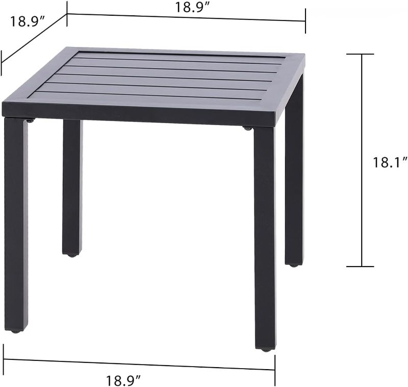 Photo 4 of (READ FULL POST) PHI VILLA Indoor Outdoor Small Metal Square Side/End Table, Patio Coffee Bistro Table, Black
