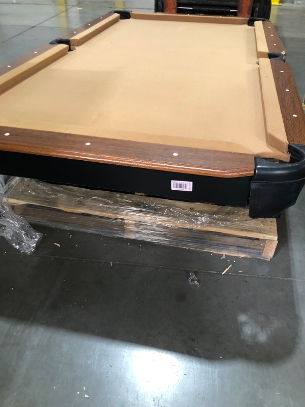 Photo 4 of ** DAMAGED FELT, NO LEGS**TRUCK OR TRAILER PICKUP ONLY*****STOCK PHOTO REFERENCE ONLY*** BROWN POOL TABLE WITH LEATHER POCKETS. ABOUT 3' X 6' 