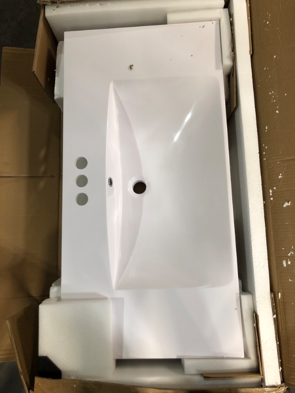 Photo 2 of (READ FULL POST) ZNTS 36" Single Bathroom Vanity Top with White Basin, 3-Faucet Holes, Ceramic, White N725P171539K