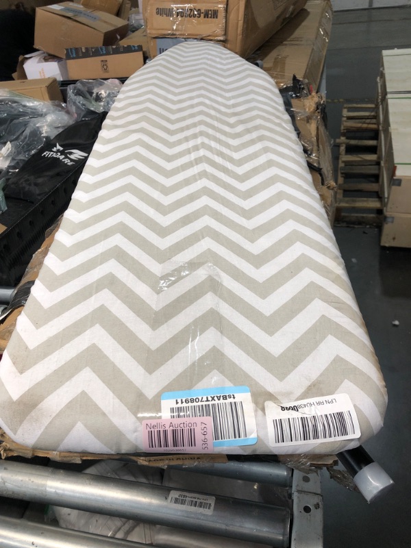 Photo 2 of ** DIRTY STAINED** Amazon Basics Full-Size Ironing Board - 4-Leg Fold-Up, Chevron Removable Cover, 60"L x 14"W x 38"H