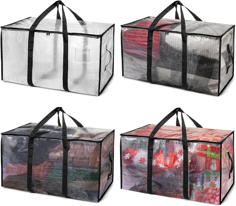 Photo 1 of (READ FULL POST) ClearSpace Heavy Duty Moving Bags or Storage Bags – Clear Storage Bins with Lids, Large Moving Boxes with Backpack Straps & Zippers – Packing Bags & Moving Supplies for College Dorm, 4 Pack
