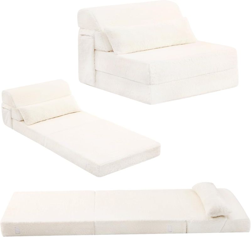 Photo 1 of ***STOCK PHOTO REFERENCE ONLY*** Folding Sofa Bed with Pillow Single Size Mattress&Plush Fabric