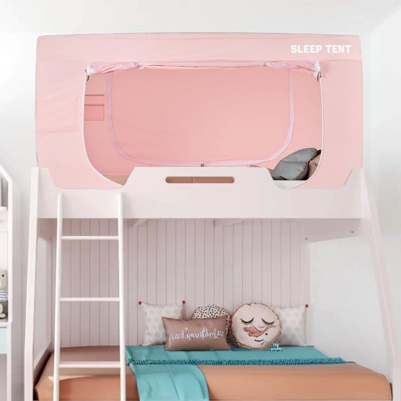 Photo 1 of (READ FULL POST) BORNA Bed Tent Bunk Twin Bed Canopy for Indoor Portable Light Reducing Sleeping Canopy for Kids and Adult,Bunk Blackout Tents Breathable Privacy Space Tent Mosquito Netting for Bed(Macaron Pink)
