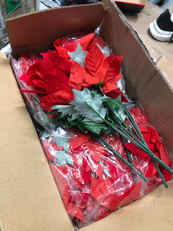 Photo 2 of *****STOCK IMAGE FOR SAMPLE***SEE NOTES*****
BLEUM CADE Christmas Decorations-16 Pack Poinsettias Artificial Christmas Flowers, Artificial Poinsettias for Christmas Tree, Velvet Red Poinsettia Flowers for Christmas Decoration