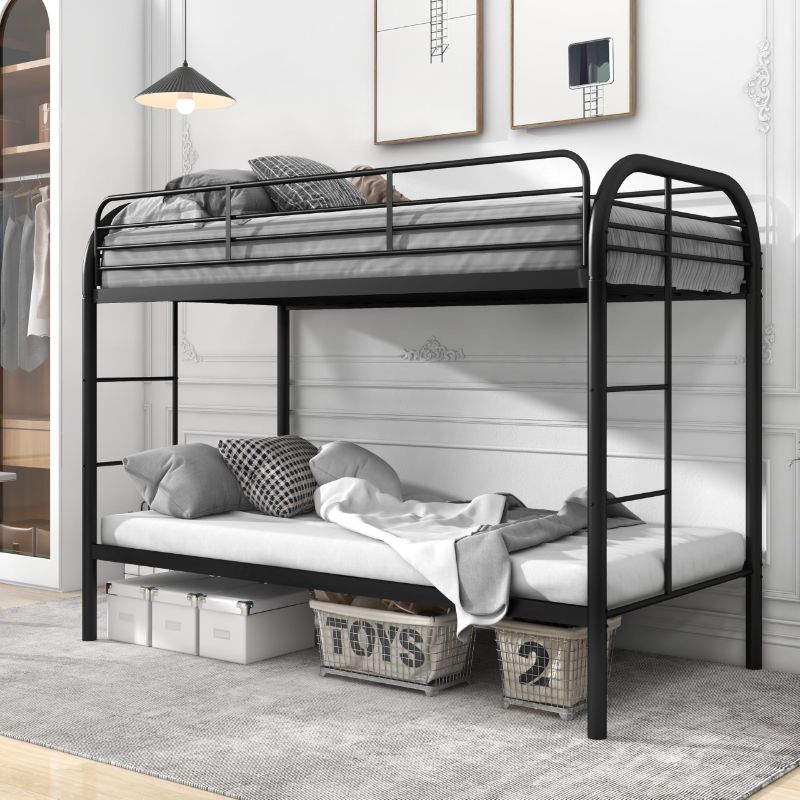 Photo 1 of ***USED - INCOMPLETE - MISSING NUMEROUS PARTS***
EMKK Metal Bunk Bed Twin Over Twin Size, Bunk Beds with Side Ladders & Safety Guard Rail, Space-Saving Design, Noiseless,Bunk Bed for Kids, Teens & Adults Bunk Bed, Heavy Duty Metal Slats