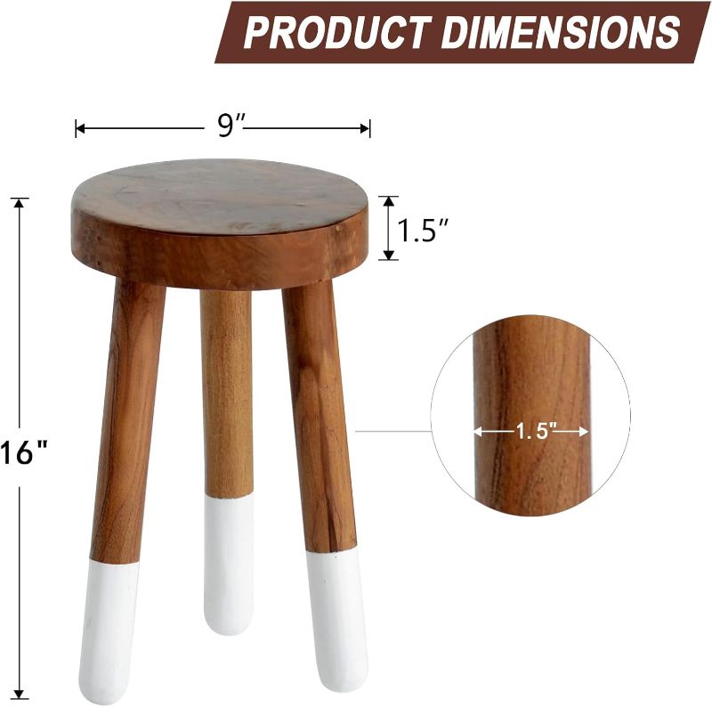 Photo 5 of (READ FULL POST) JOLLYMER Teak 9” Round Plant Stand |Wood Counter Stool |Dip Dyed Wood Plant Stand, Riser |Wood Accent Stool ||Accent Table |Side Table | (12" Tall(1 Pack))