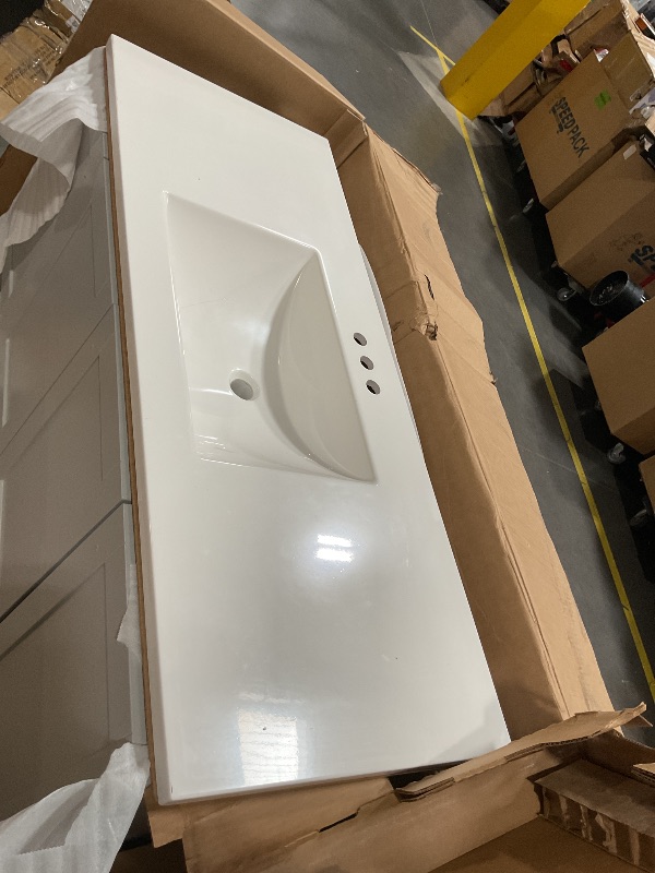 Photo 3 of ***TRUCK TRAILER PICKUP ONLY***
Spring Mill Cabinets Emlyn 48 Inch Bathroom Vanity with White Single-Sink Top, 3 Cabinets, 2 Shelves, 2 Drawers, 48.5" W x 18.75" D x 32.89" H, Pearl Gray