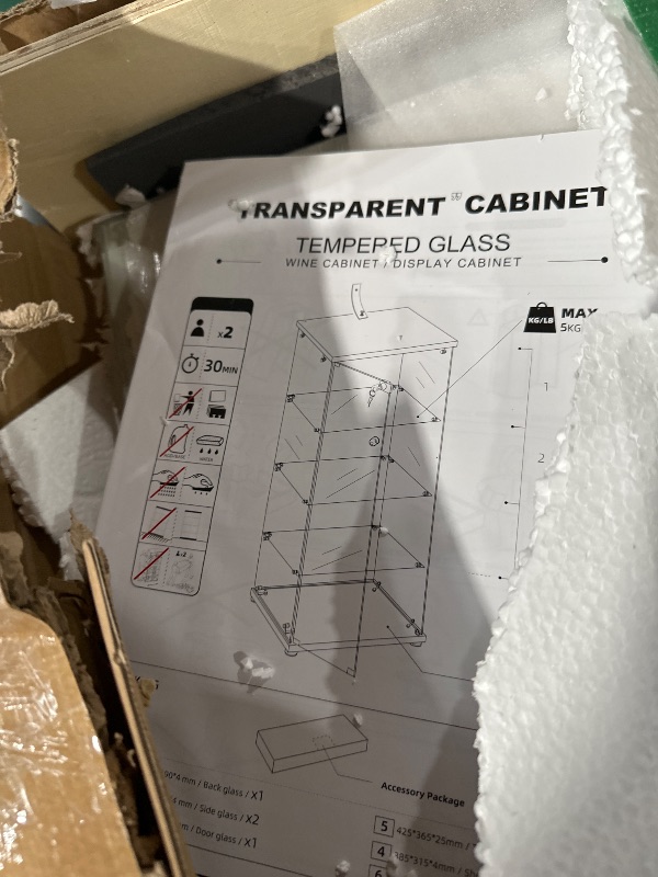 Photo 4 of ***INCOMPLETE - MISSING HARDWARE - OTHER PARTS LIKELY MISSING AS WELL***
Zevemomo Glass Display Case, 4 Shelves Glass Display Cabinets, Glass Cabinet Display Case, Trophy Curio Display Cabinet with Glass Doors for Living Room Bedroom, 65"(H) x 17"(L) x 14