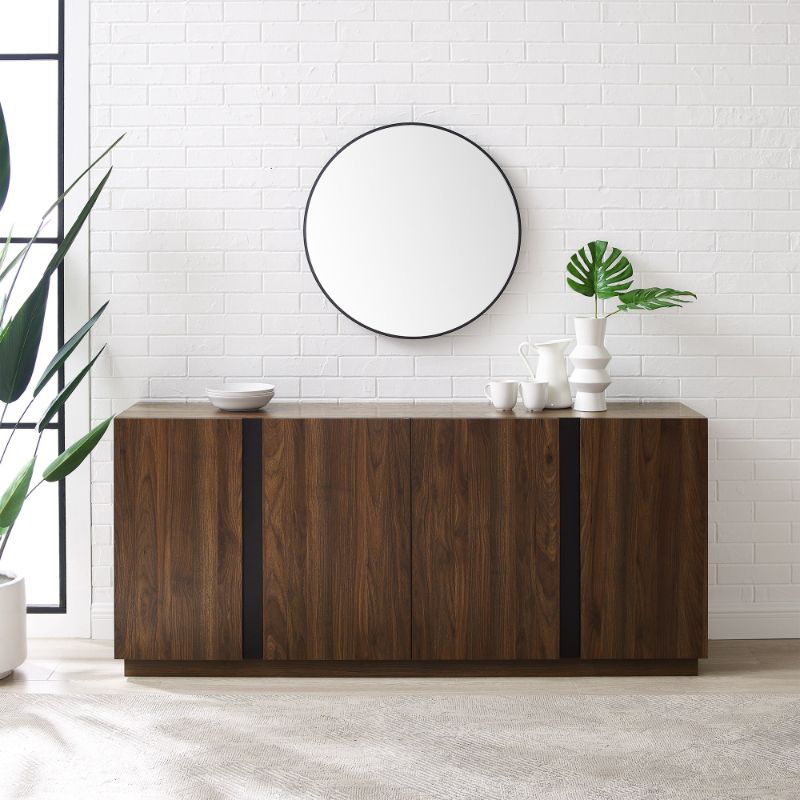 Photo 1 of ***USED - INCOMPLETE - MISSING PARTS - UNABLE TO VERIFY FUNCTIONALITY***
Walker Edison Liss Contemporary 4-Door Minimalist Sideboard, 70 Inch, Dark Walnut