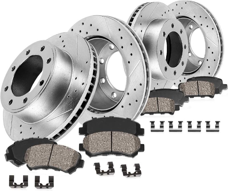 Photo 1 of **MISSING ONE SET OF BRAKES**
Callahan Front and Rear Drilled Slotted Brake Disc Rotors and Ceramic Brake Pads + Hardware Brake Kit For 2013-2022 Ford F-250 F-350 4WD 8 Lug
