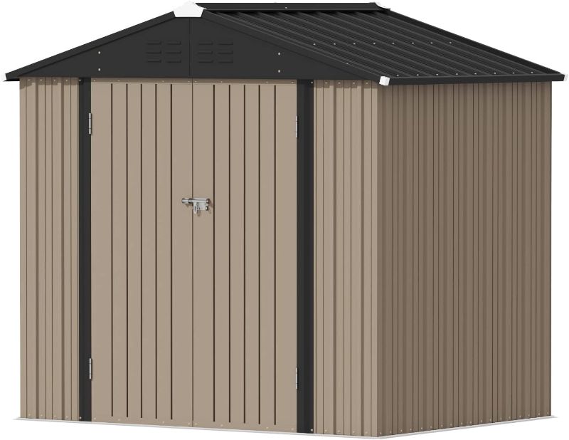 Photo 1 of ******SIMILAR TO STOCK PHOTO********Devoko Outdoor Storage Shed 6 x 8 FT Lockable Metal Garden Shed Steel Anti-Corrosion Storage House with Single Lockable Door for Backyard Outdoor Patio (Brown)
