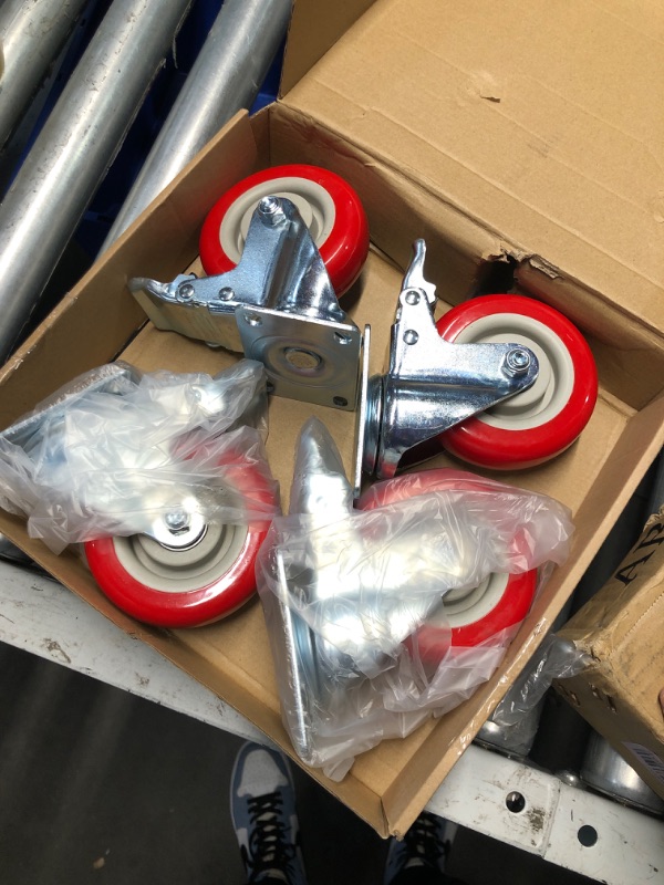 Photo 2 of (READ FULL POST) Castrek 4 Inch Caster Wheels Heavy Duty Casters Set of 4 (2200lbs Load Capacity) Lockable Cart Wheels with Brakes, 360 Degree Rotatable - Ideal Caster for Cart, Furniture and Workbench (4 x Brakes)