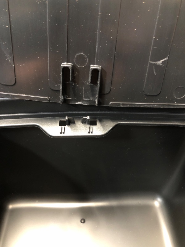 Photo 2 of ***MISSING SPRINGS***Rear Under Seat Organizer for Tesla Model Y 2024 Accessories Backseat Storage Box with lid Center Console Storage Tray Trash Can Bin for Tesla Model Y 2020-2024 (Push-button Design