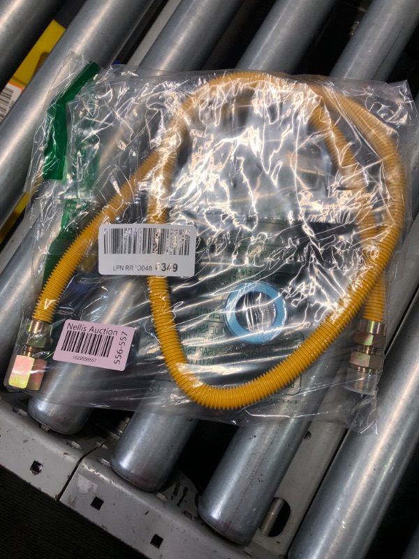 Photo 2 of ???????? puxyblue 48" Flexible Gas Line Kit for Dryer,Water Heater,Gas Tank,Gas Stove,Flexible Stainless Steel Yellow Gas Line Come with 1/2" OD 1/2" MIP x 1/2" FIP Additional Raw Belt