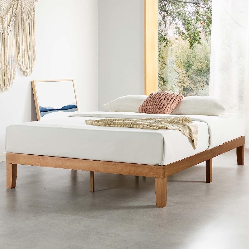 Photo 1 of 
Mellow Naturalista Classic - 12 Inch Solid Wood Platform Bed with Wooden Slats, No Box Spring Needed, Easy Assembly, King, Natural Pine