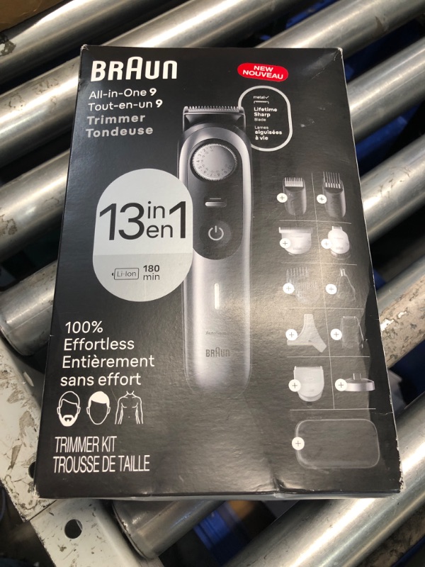 Photo 2 of ***FACTORY SEALED*** Braun All-in-One Style Kit Series 9 9440, 13-in-1 Trimmer for Men with Beard Trimmer, Body Trimmer for Manscaping, Hair Clippers & More, Sharpest Blade, 40 Length Settings, Silver 13 Piece Set