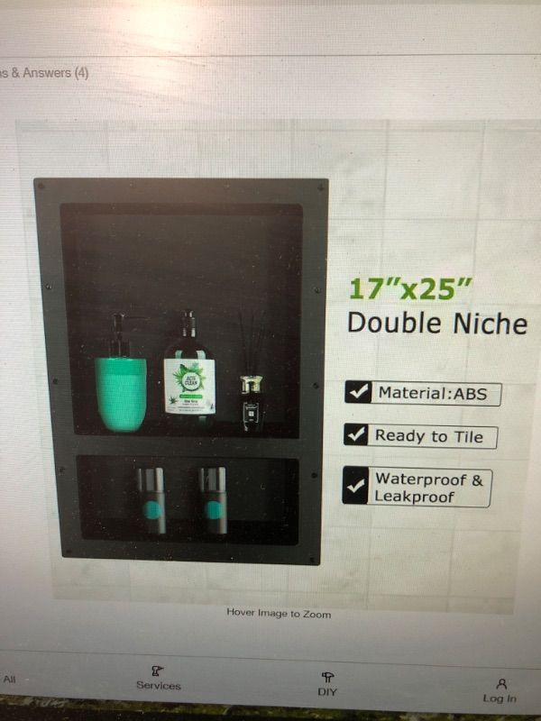 Photo 1 of 17 in. W x 25 in. H x 3.8 in. D Shower Niche Ready for Tile Double Shelf for Shampoo, Toiletry Storage in Black