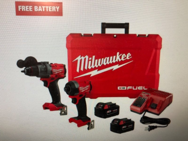 Photo 2 of **PARTIAL SET. MISSING ITEMS**** 
Milwaukee
M18 FUEL 18V Lithium-Ion Brushless Cordless Hammer Drill and Impact Driver Combo Kit (2-Tool) with 2 Batteries