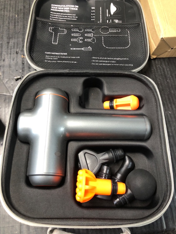 Photo 2 of ***MISSING CHARGER***
HEYCHY Deep Tissue Massage Gun,Pain Relief Back Massager, Muscle Massage Gun for Athletes Home Gym,Portable Percussion Massage Gun,6 Replaceable Head and 5 Speed Massager,Black