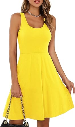 Photo 1 of 
Visit the Missufe Store
Missufe Women's Sleeveless Racerback Flared Casual Plain Tank Dress