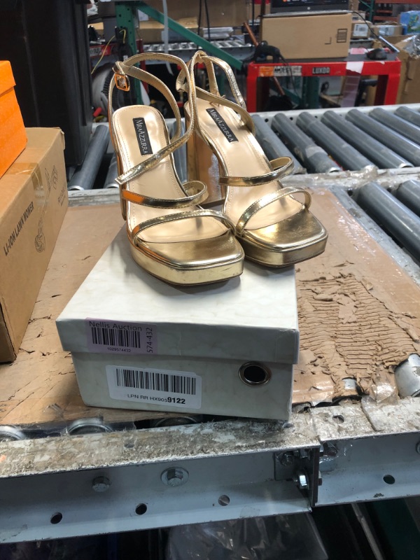 Photo 1 of (see all images) MIRAAZZURRA Platform Strappy Heel Sandals Square Open Toe Two Strap Chunky High Heeled Sandals