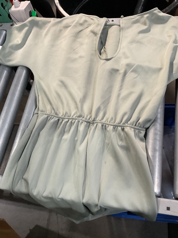 Photo 1 of (missing belt) Happy Sailed Women Casual Loose Short Sleeve Belted Wide Leg Pant Romper Jumpsuits Medium Green 1