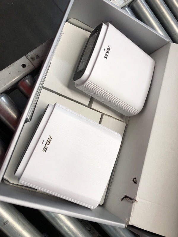 Photo 1 of ***USED - LIKELY MISSING PARTS - UNABLE TO VERIFY FUNCTIONALITY***
ASUS ZenWiFi Whole-Home Tri-band Mesh WiFi 6E System (ET9 2PK), Coverage up to 5,500 sq.ft, 7800Mbps, new 6GHz band, AiMesh, Lifetime Free Internet Security, Parental Control, EasySetup, I
