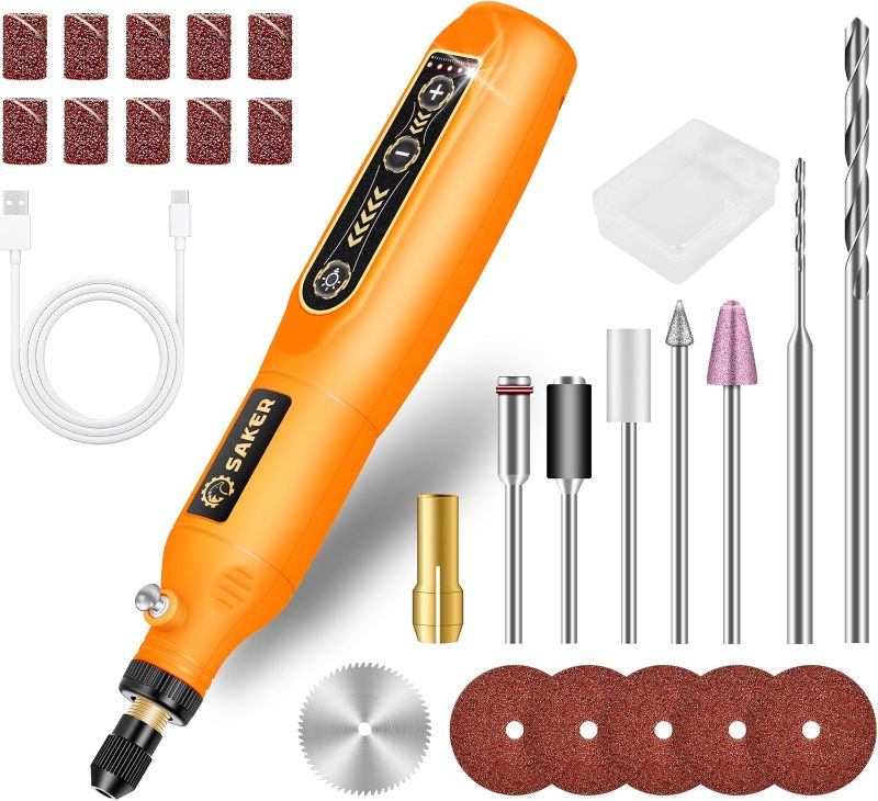 Photo 1 of (READ FULL POST) Saker Mini Rotary Tool Kit, Cordless Rotary Tool, 5-Speed, Multi-Purpose 3.7V Power Rotary Tools Kit For Engraving,Sanding, Grinding, Polishing, Carving, Etching, Diy Crafting