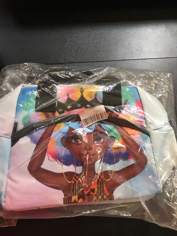 Photo 1 of Kathonex African American Black Girl Lunch Bag Afro Girls Insulated Cooler Bag Lunch Tote Bag with Shoulder Strap for School Outdoor Picnic Travel One Size color 5