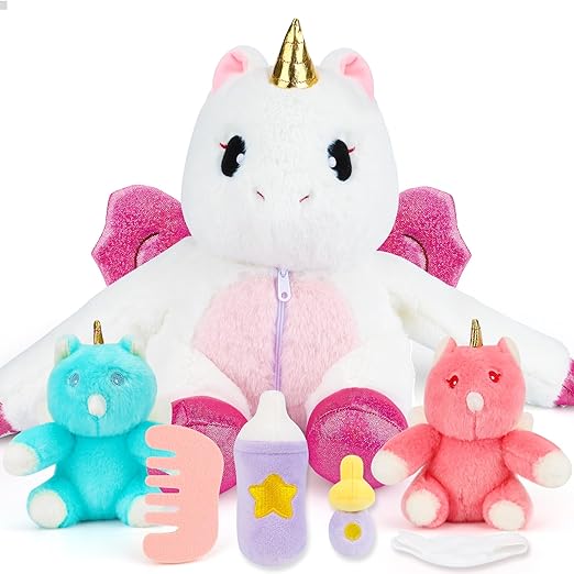 Photo 1 of cosone Unicorn Stuffed Animals for Girls Ages 3-8, Mommy Unicorn with 2 Baby Unicorns, Unicorn Toys for Girls Age 4-6, Unicorn Gifts for Girls